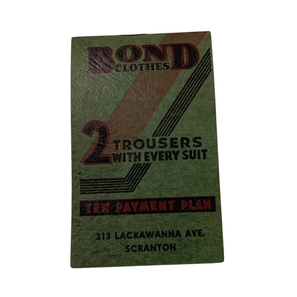 1936 Bond Clothes Promotional Notepad Scranton PA 3.7" x 2.2"